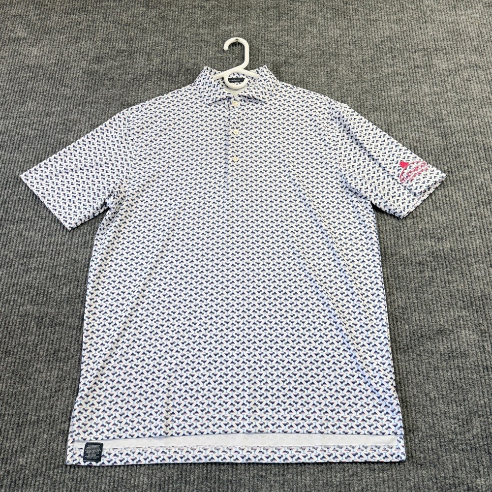 Turtleson Polo Shirt Mens‎ Medium White Cocktail Graphic Golf Glenwood CC - Picture 2 of 11